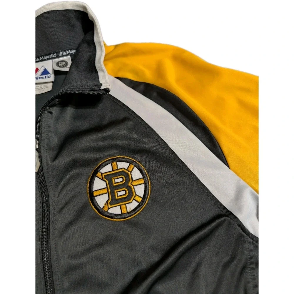 Boston Bruins Majestic Therma Base Jacket Mens L Black Gold NHL Full Zip Track